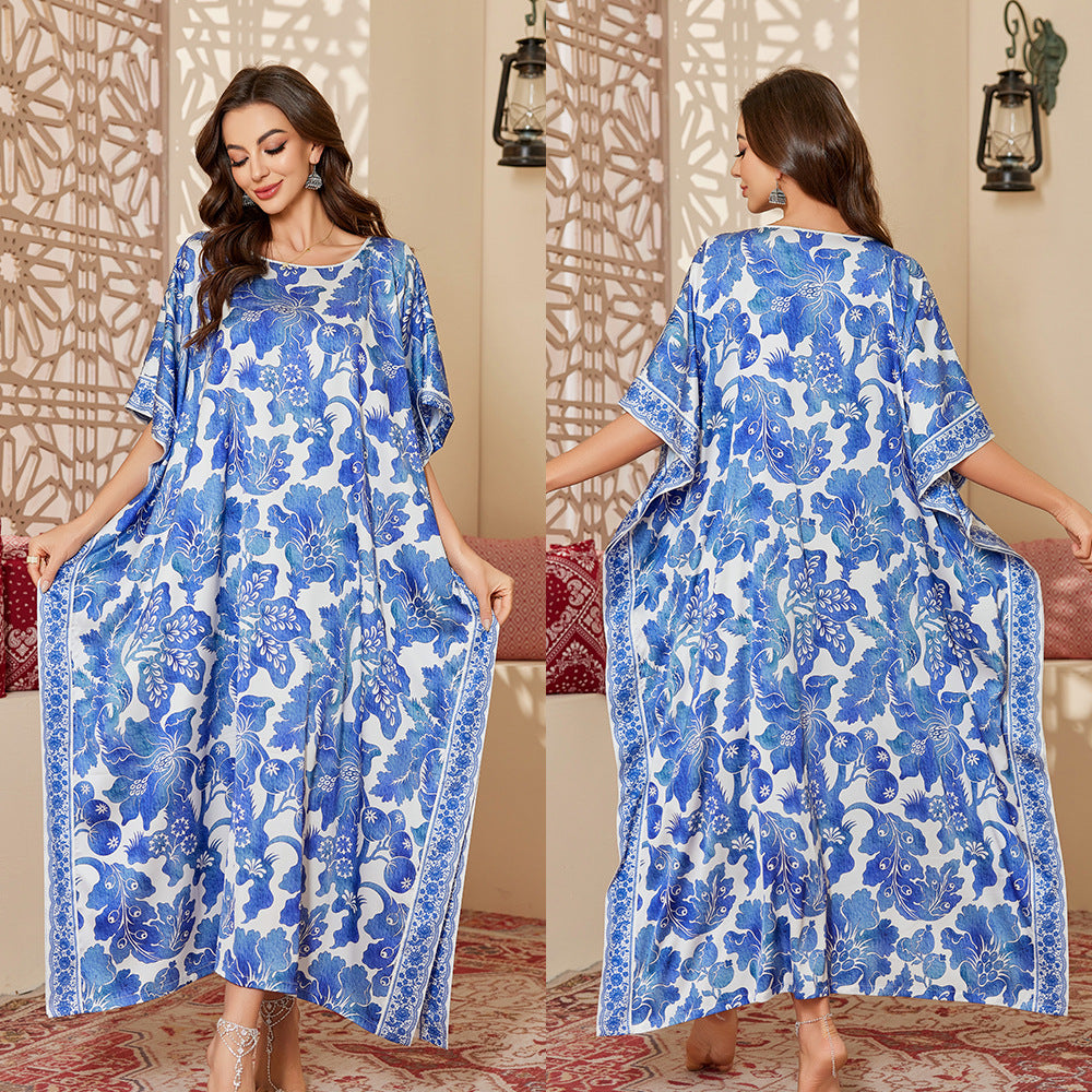 Fashionable Chinese Style Loose Fit Floral Print Robe