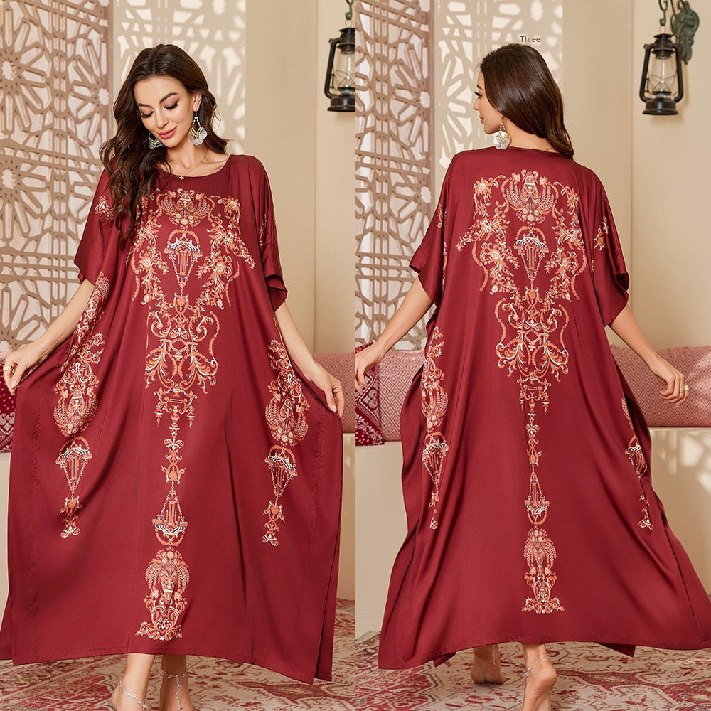 Fashionable Chinese Style Loose Fit Floral Print Robe