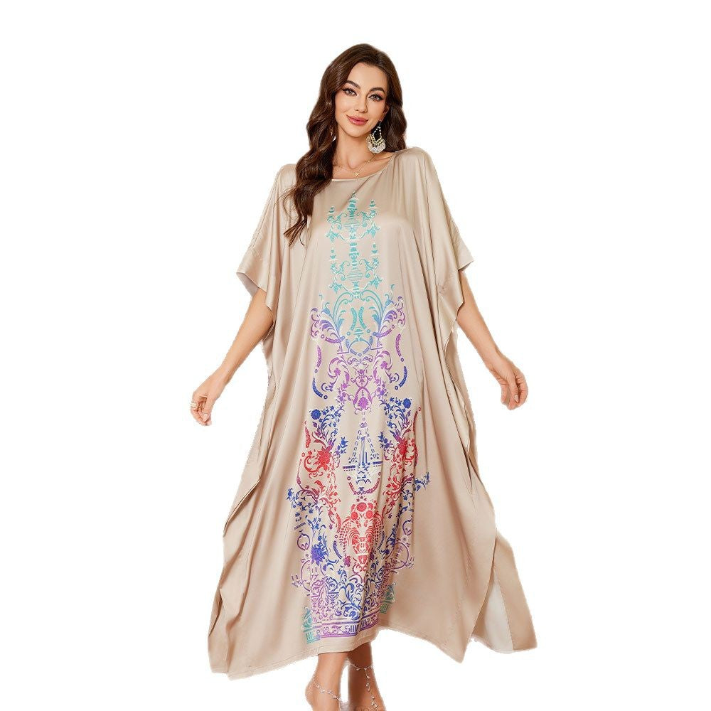Fashionable Chinese Style Loose Fit Floral Print Robe