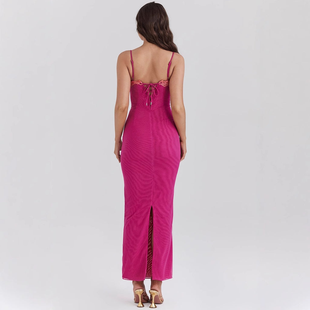 Lace lace strapless fashion suspender vacation style dress for women