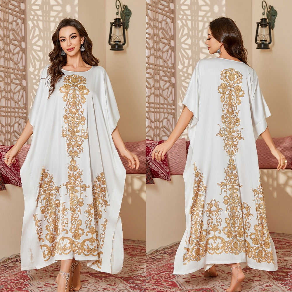 Fashionable Chinese Style Loose Fit Floral Print Robe