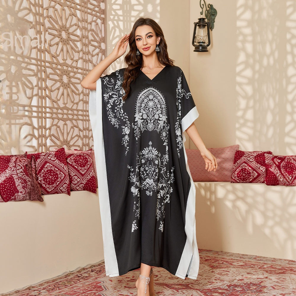 Oriental Style Export Printed Nightgown for Women Spring and Autumn Long Robe Elegant High-end Long Sleep Dress