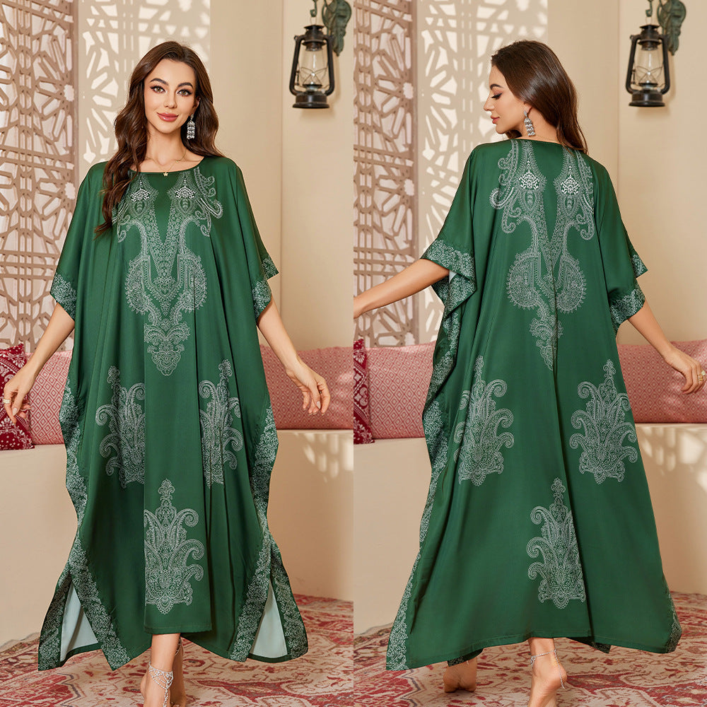 Fashionable Chinese Style Loose Fit Floral Print Robe