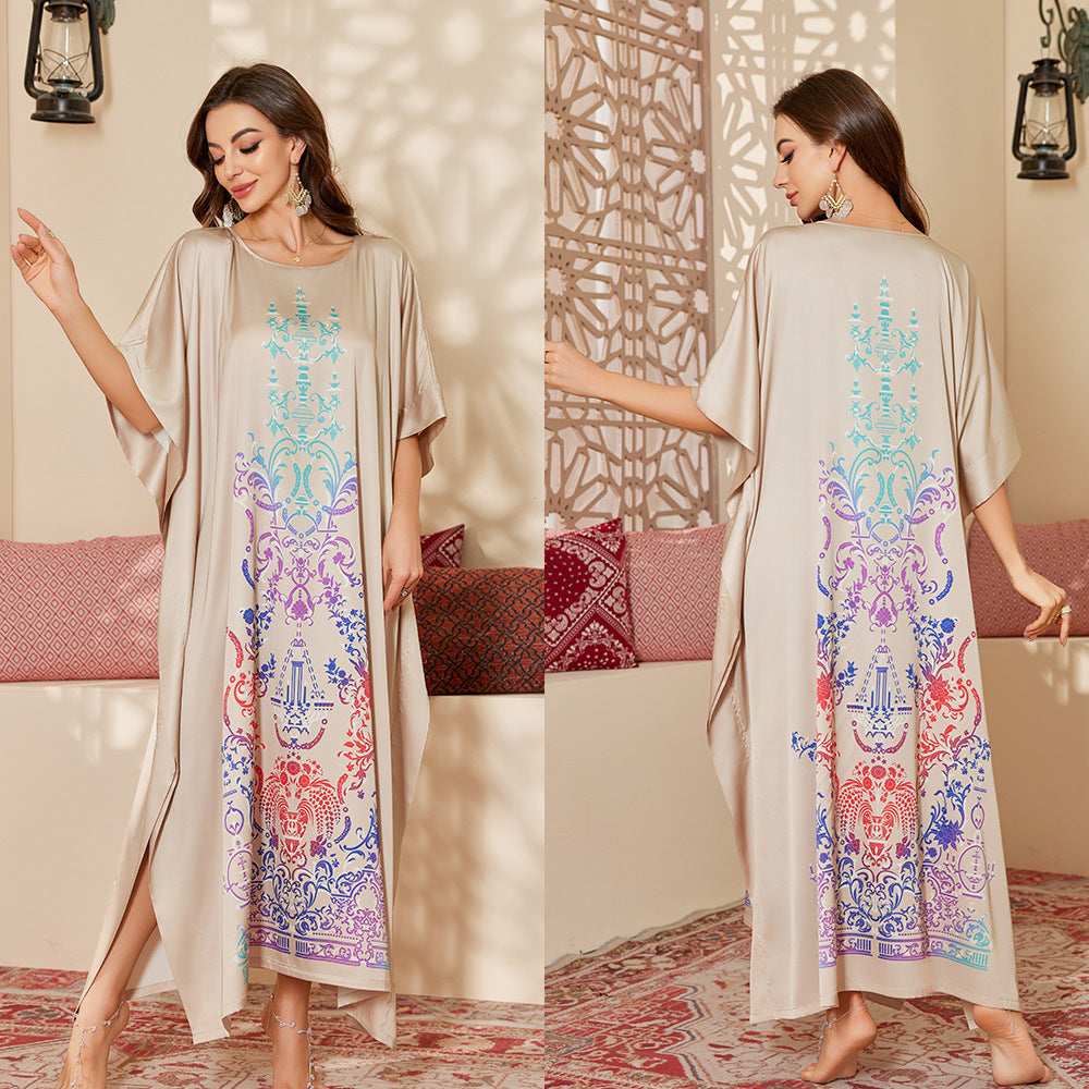 Fashionable Chinese Style Loose Fit Floral Print Robe