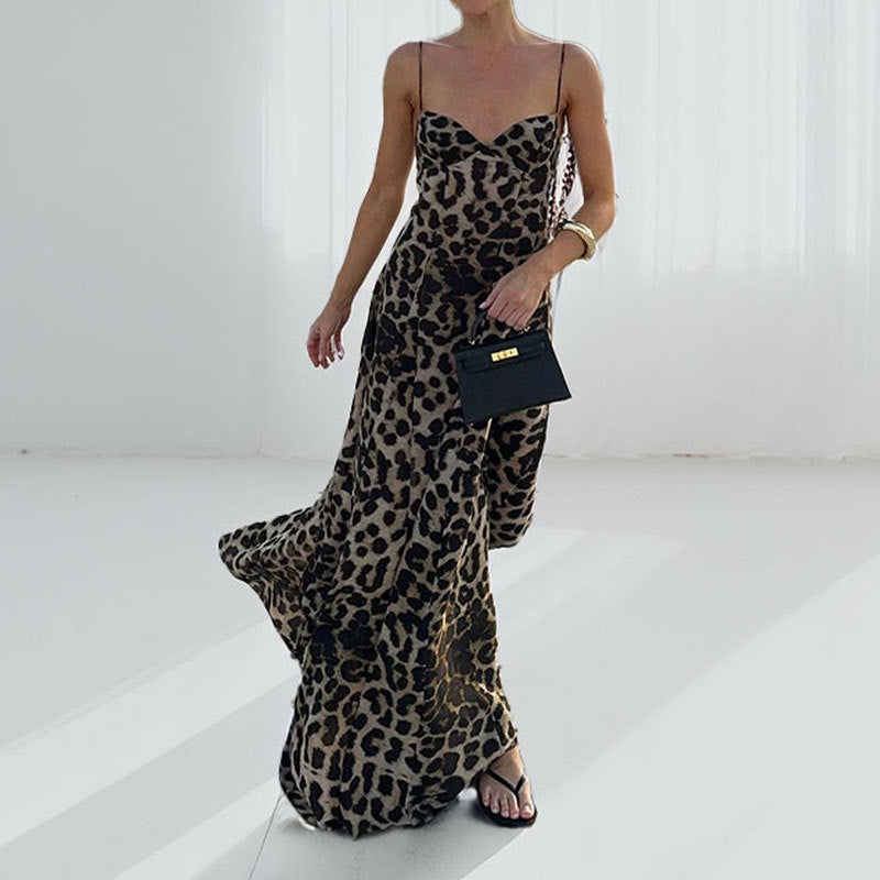 Fashion leopard print camisole dress for women