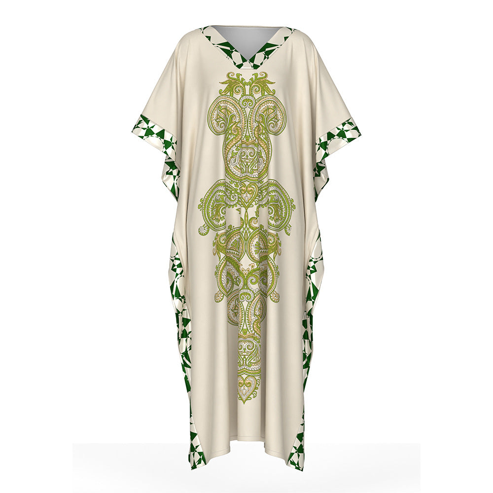 Oriental Style Export Printed Nightgown for Women Spring and Autumn Long Robe Elegant High-end Long Sleep Dress