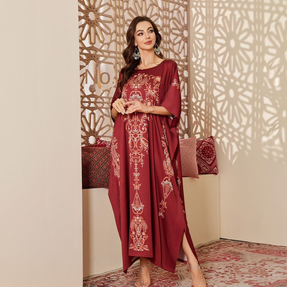 Fashionable Chinese Style Loose Fit Floral Print Robe