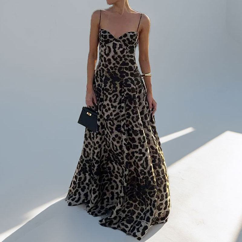 Fashion leopard print camisole dress for women