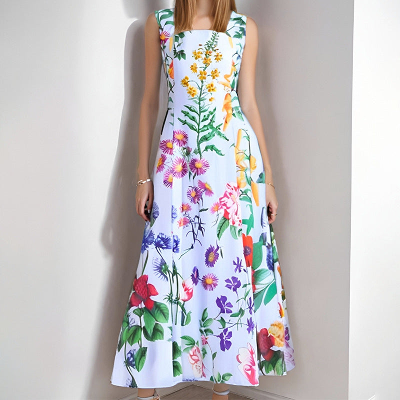 Sleeveless printed sexy casual dress