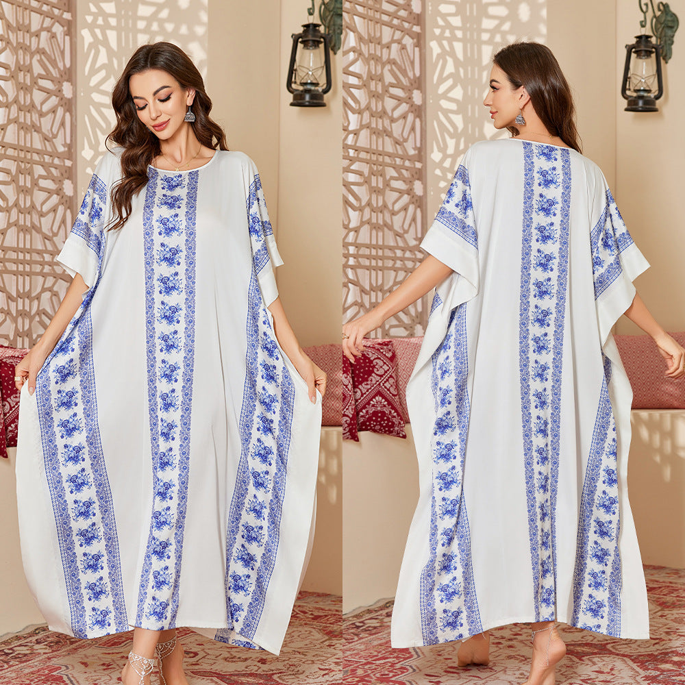 Fashionable Chinese Style Loose Fit Floral Print Robe